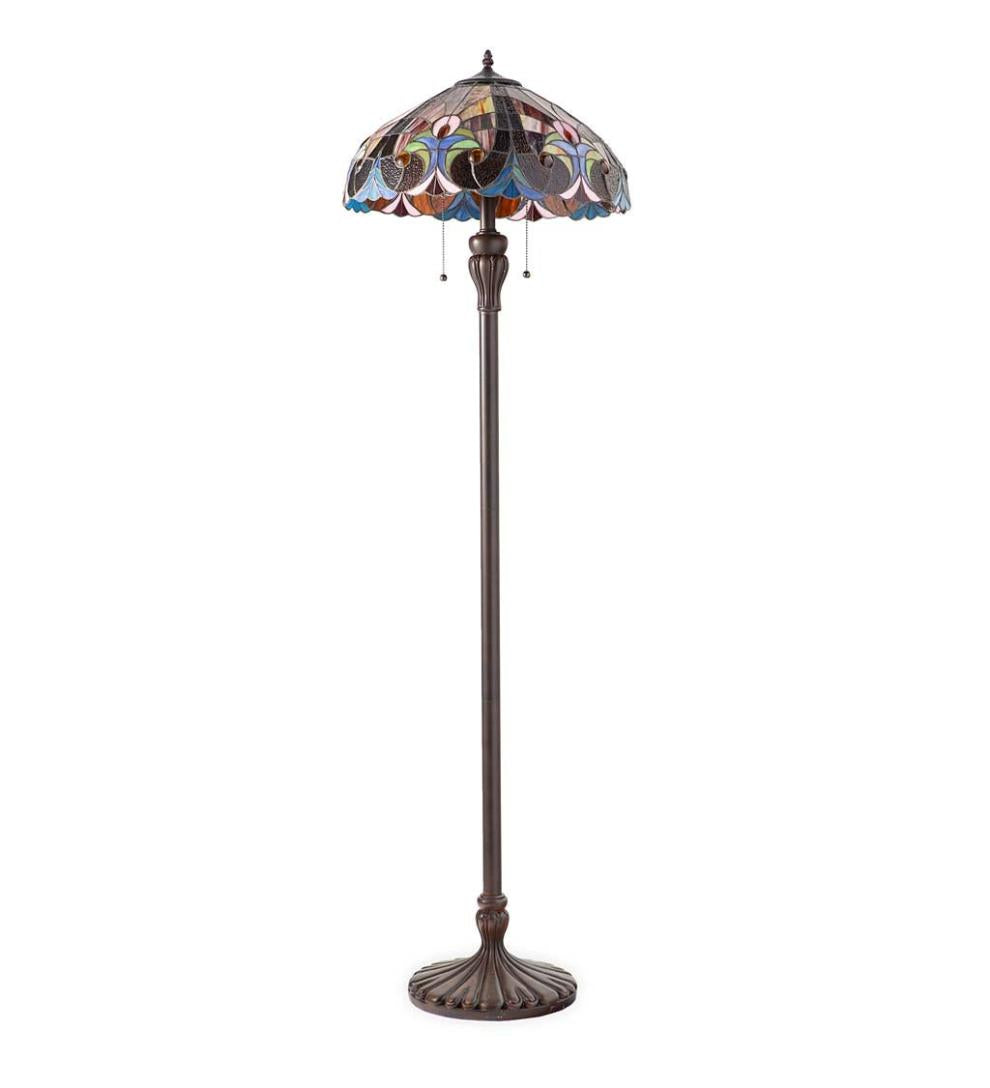Plow &amp; Hearth Home Accents | Indoor Living Tiffany-Inspired Stained Glass Dual-Bulb Floor Lamp