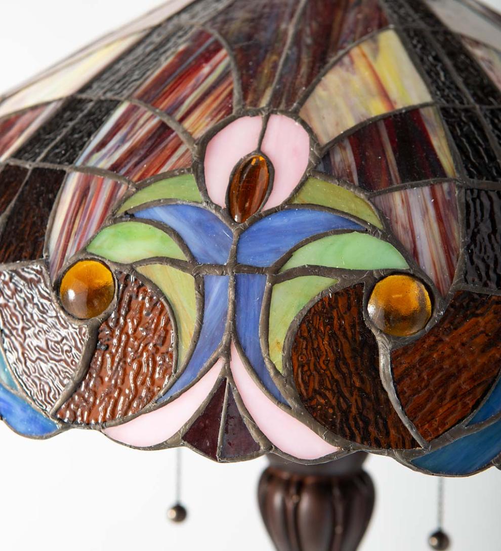 Plow &amp; Hearth Home Accents | Indoor Living Tiffany-Inspired Stained Glass Dual-Bulb Floor Lamp