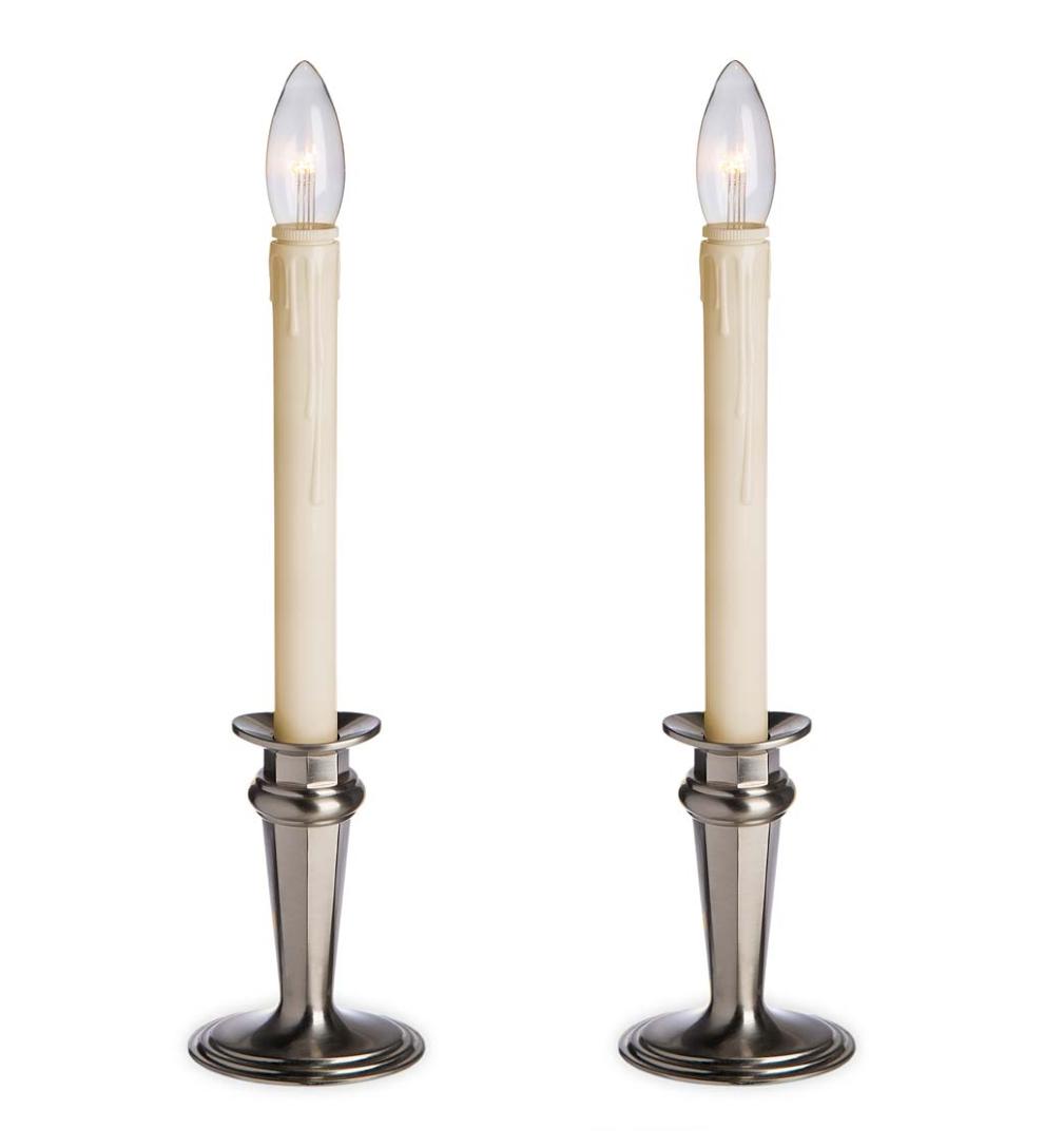 Plow &amp; Hearth Home Accents | Indoor Living Traditional Adjustable Window Candles With Timer And Remote