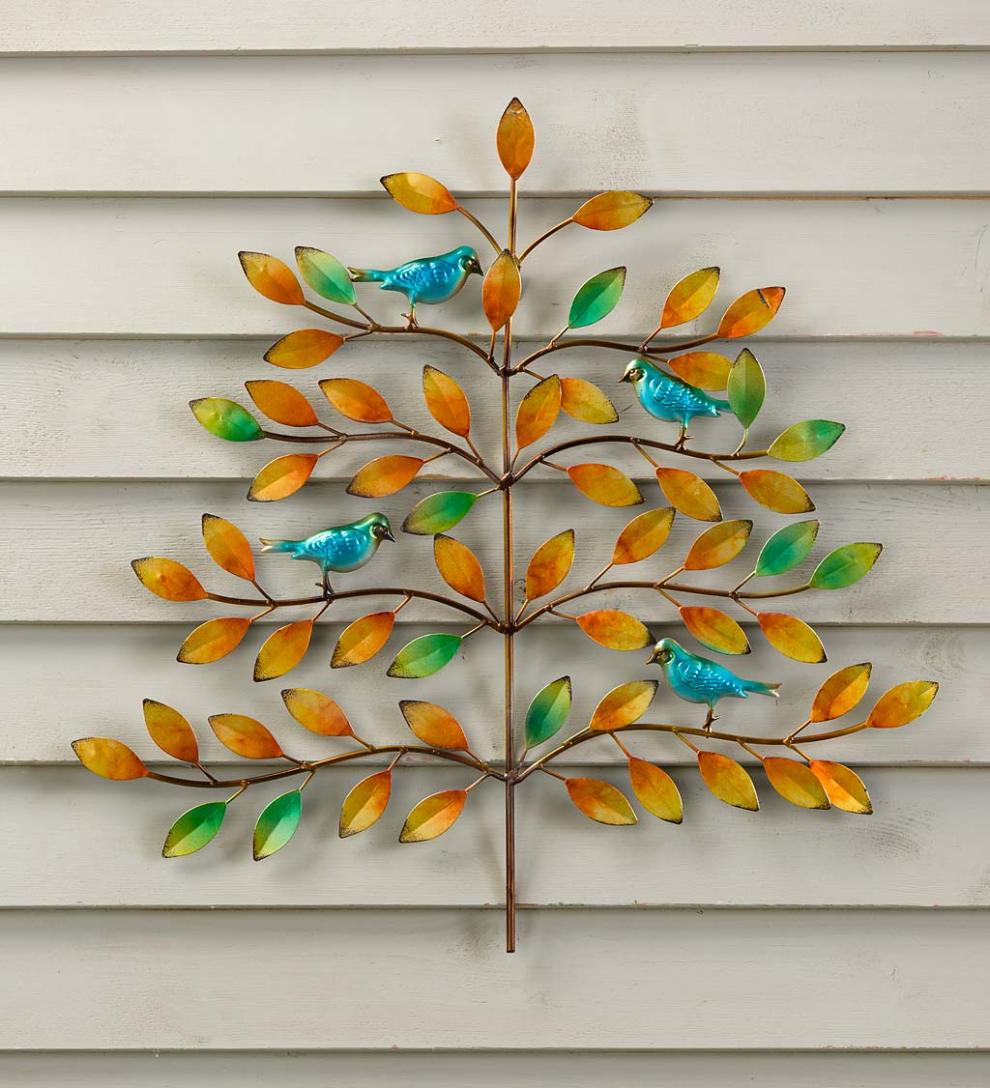 Plow &amp; Hearth Home Accents | Indoor Living Tree Of Life And Bluebird Wall Art