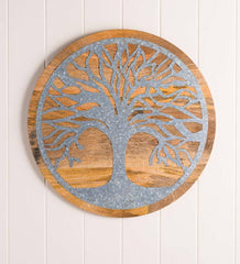 Plow &amp; Hearth Home Accents | Indoor Living Tree Of Life Wood And Metal Wall Art