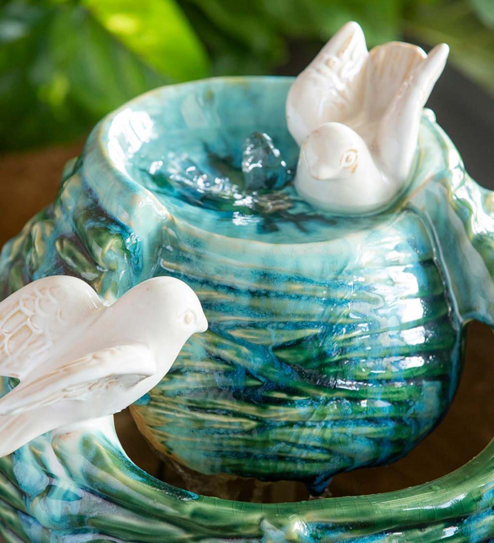 Plow &amp; Hearth Home Accents | Indoor Living Two Birds Ceramic Fountain