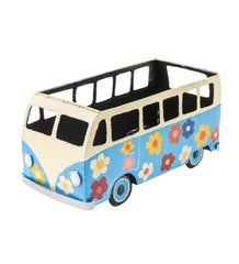 Plow &amp; Hearth Home Accents | Indoor Living Vintage Style Flower Power Miniature Bus Garden Planter - Blue
