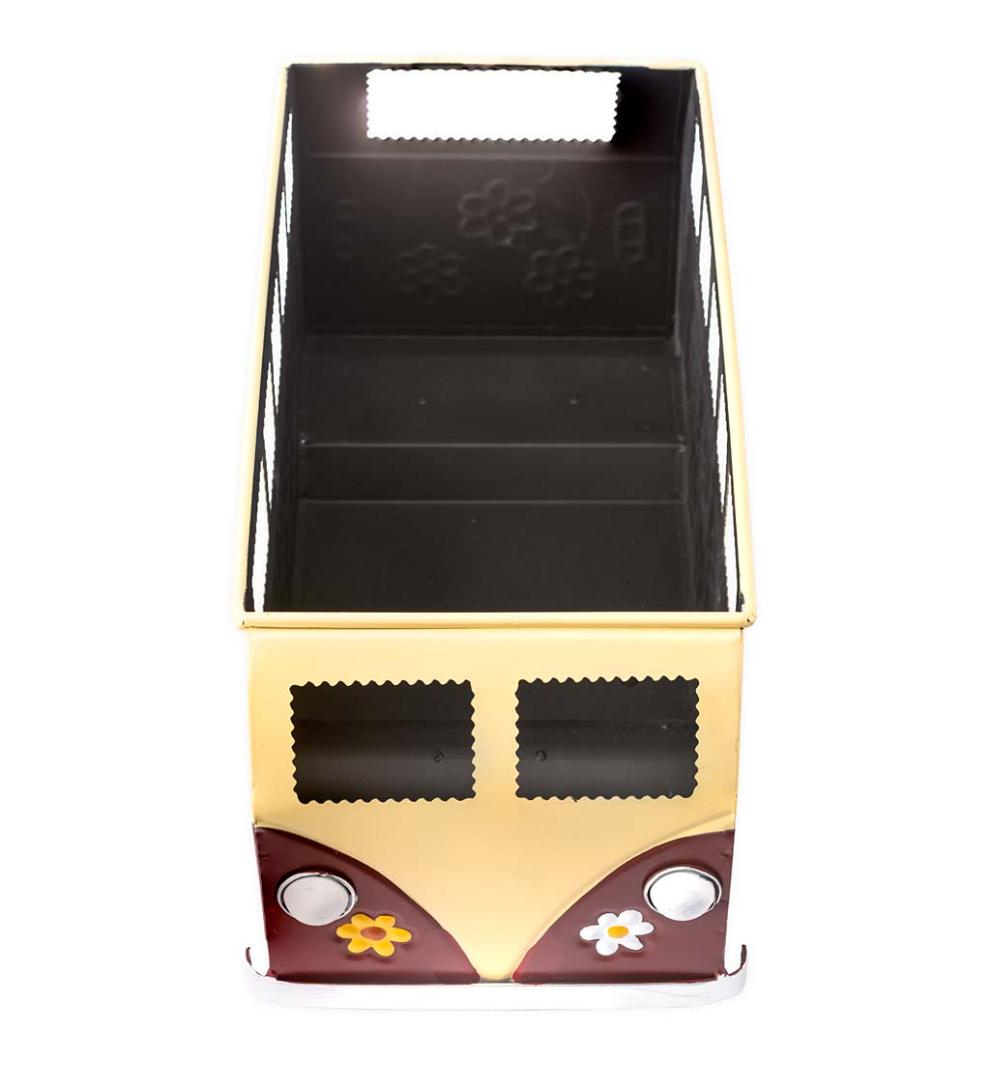 Plow &amp; Hearth Home Accents | Indoor Living Vintage Style Flower Power Miniature Bus Garden Planter - Blue