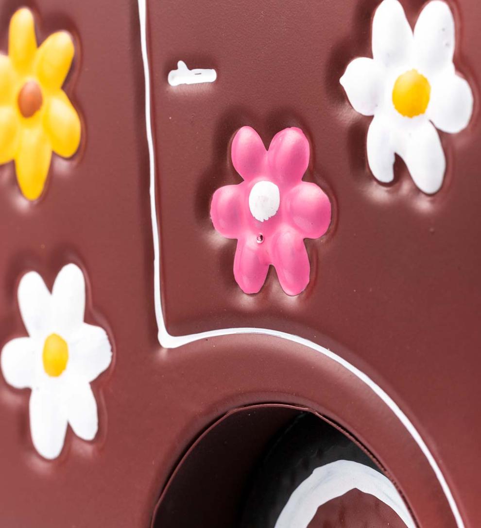 Plow &amp; Hearth Home Accents | Indoor Living Vintage Style Flower Power Miniature Bus Garden Planter - Blue