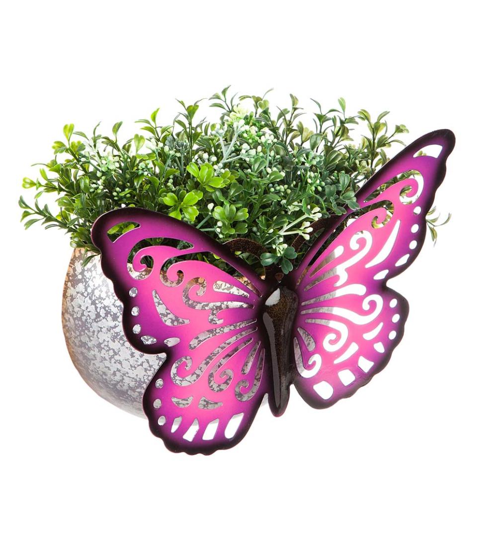 Plow &amp; Hearth Home Accents | Indoor Living Wall Mounted Butterfly Planter - Purple