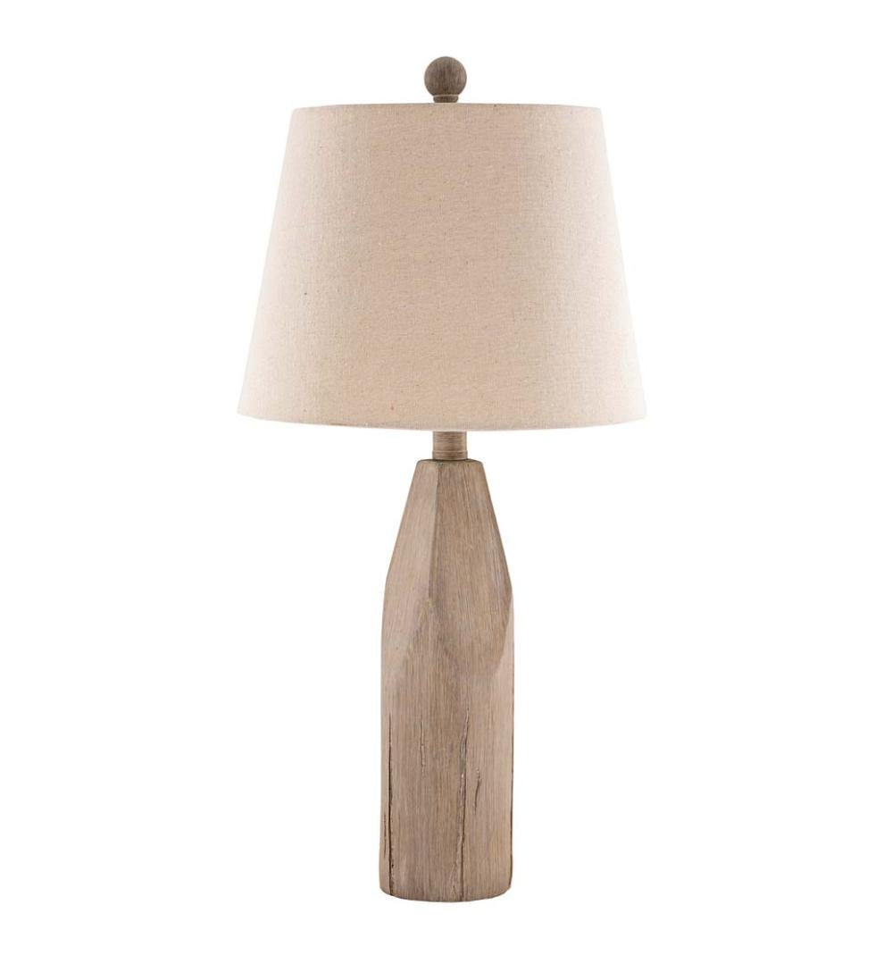 Plow &amp; Hearth Home Accents | Indoor Living Weathered Wood Table Lamp With Natural Linen Shade