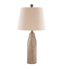 Plow &amp; Hearth Home Accents | Indoor Living Weathered Wood Table Lamp With Natural Linen Shade