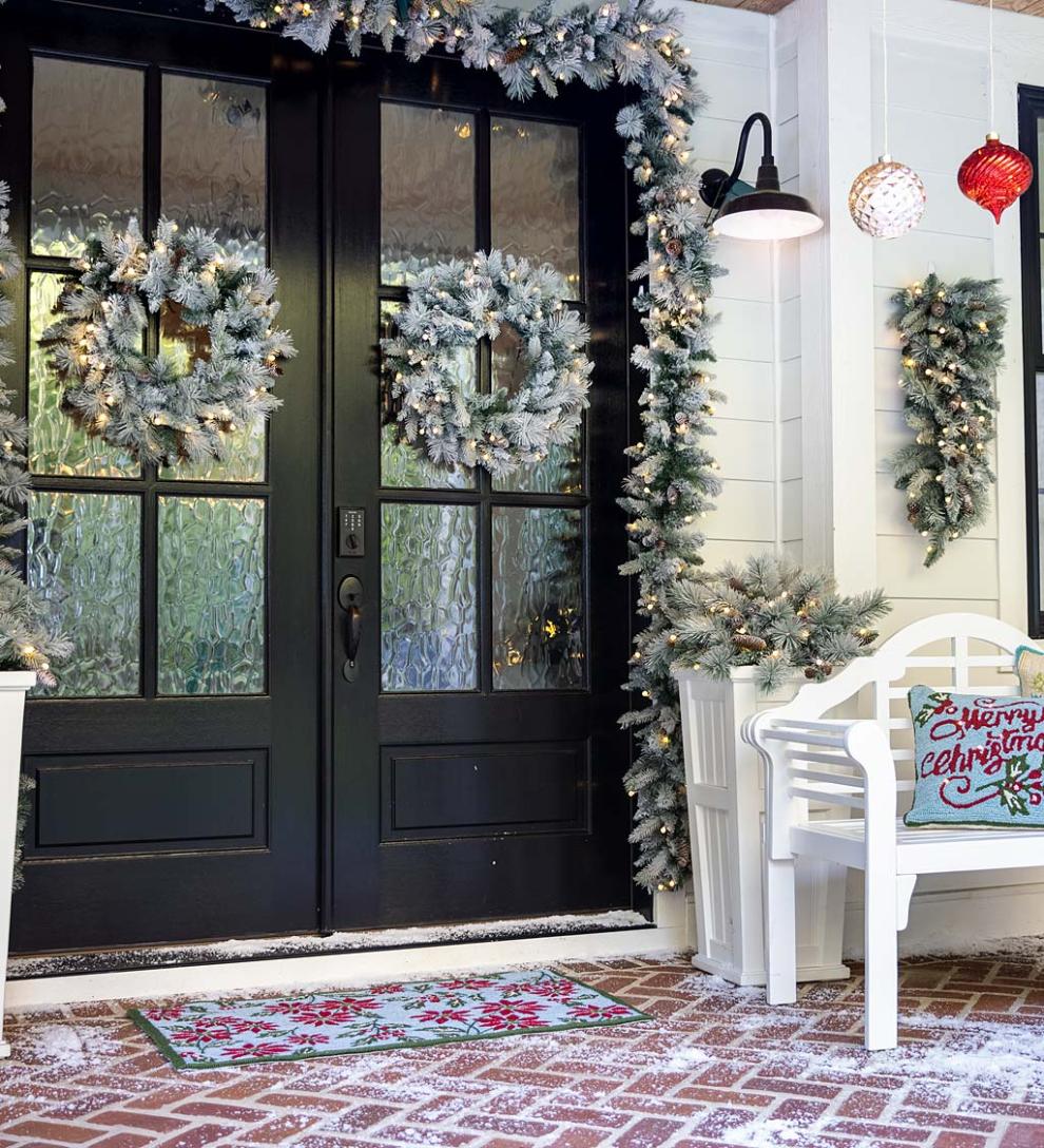 Plow &amp; Hearth Home Accents | Indoor Living Winter Frost Holiday Garland With White And Multicolor Lights