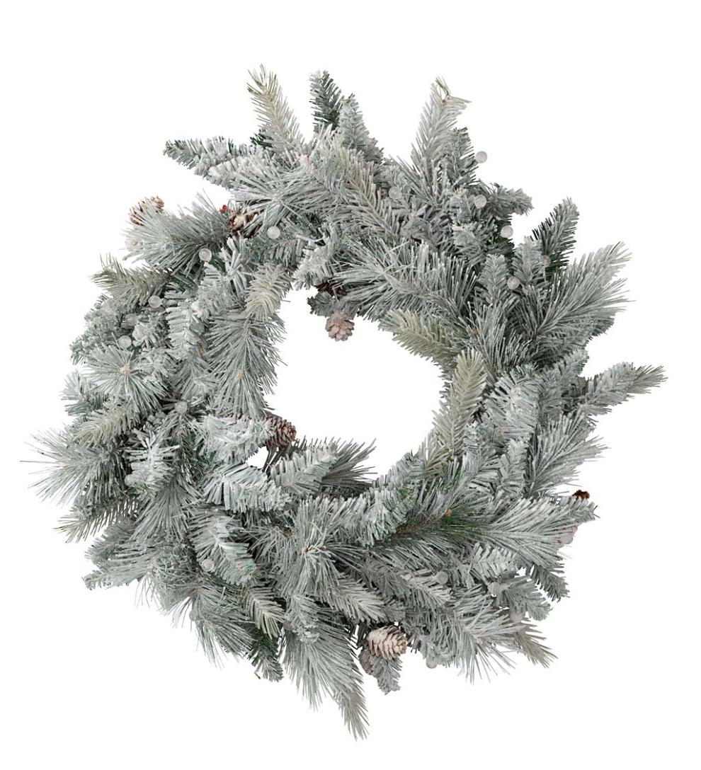 Plow &amp; Hearth Home Accents | Indoor Living Winter Frost Lighted Holiday Wreath