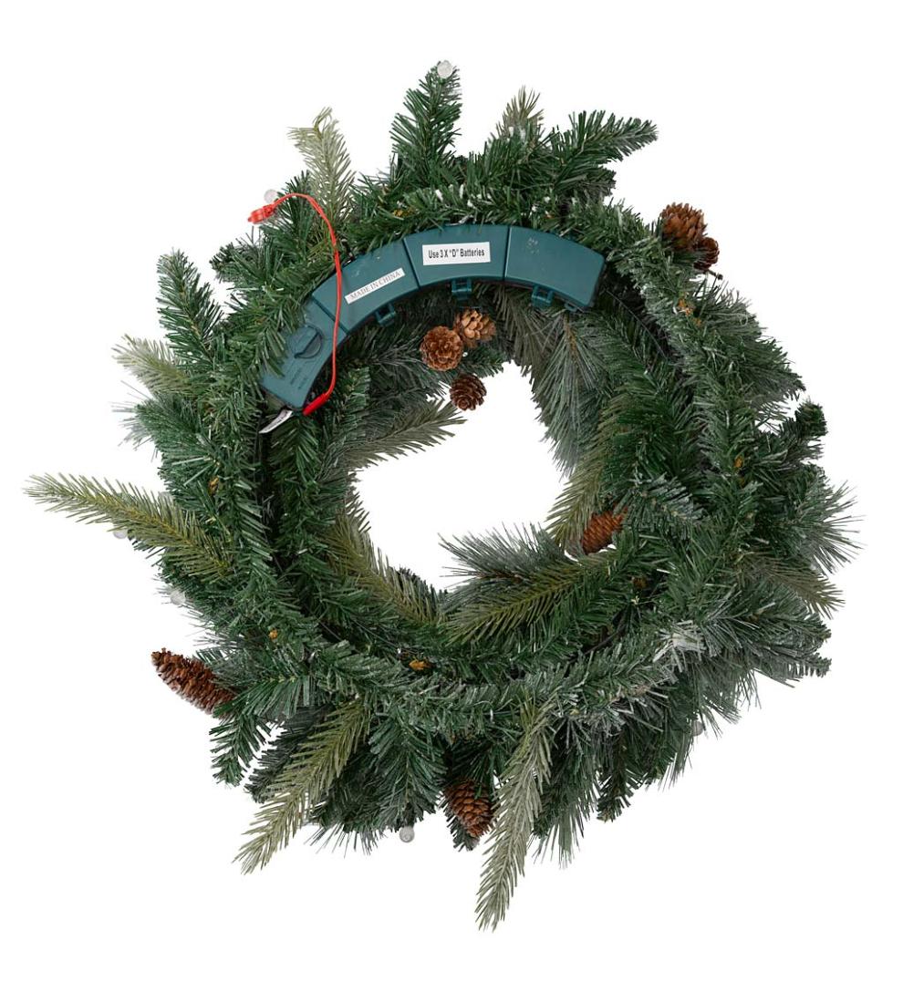 Plow &amp; Hearth Home Accents | Indoor Living Winter Frost Lighted Holiday Wreath