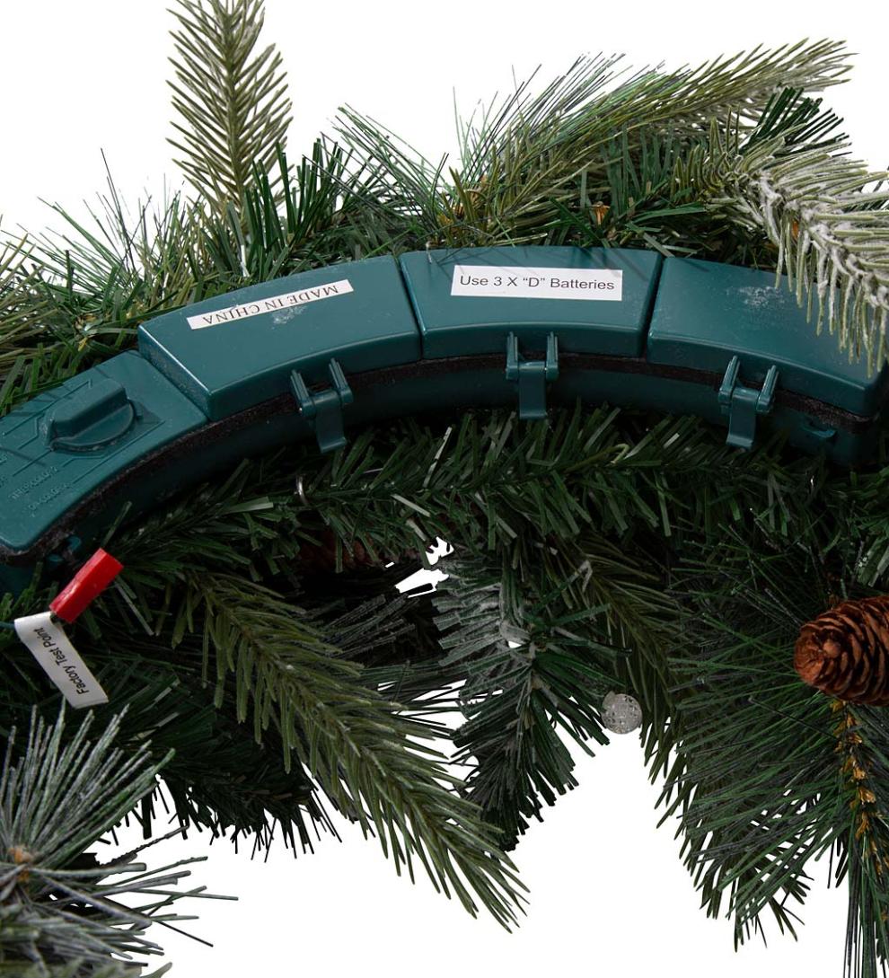 Plow &amp; Hearth Home Accents | Indoor Living Winter Frost Lighted Holiday Wreath