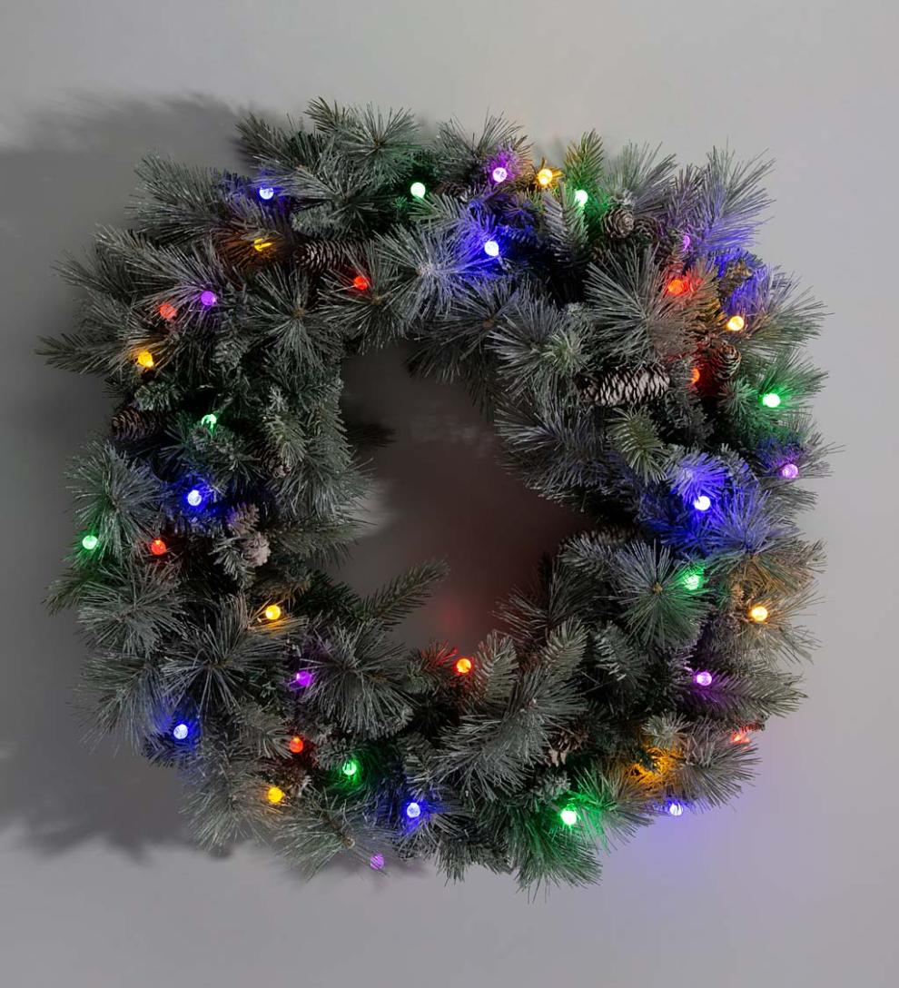 Plow &amp; Hearth Home Accents | Indoor Living Winter Frost Lighted Holiday Wreath