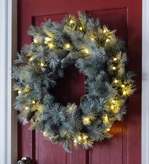 Plow &amp; Hearth Home Accents | Indoor Living Winter Frost Lighted Holiday Wreath