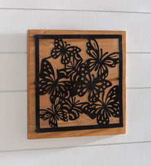Plow &amp; Hearth Home Accents | Indoor Living Wood And Laser Cut Metal Butterfly Wall Art