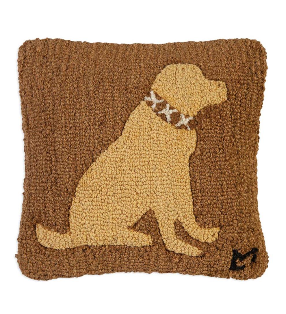 Plow &amp; Hearth Home Accents | Indoor Living Yellow Lab Hand-Hooked Wool Throw Pillow