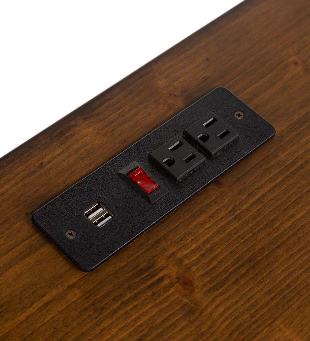 Plow &amp; Hearth Home Office | Indoor Living Adjustable Height Electric Desk With Power Station