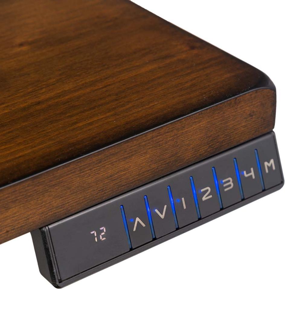 Plow &amp; Hearth Home Office | Indoor Living Adjustable Height Electric Desk With Power Station