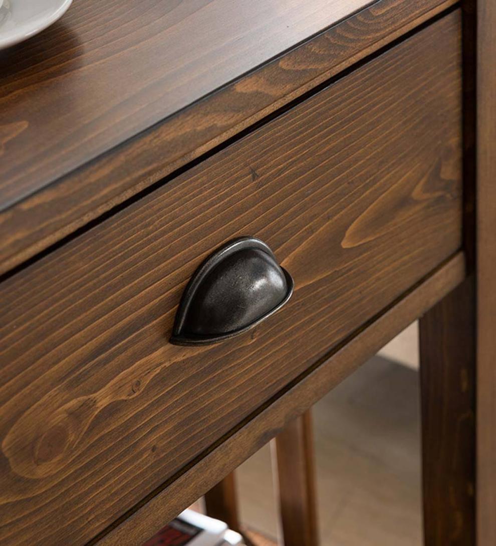 Plow &amp; Hearth Home Office | Indoor Living Arts And Crafts Mission Side Table With Charging Station - Oak