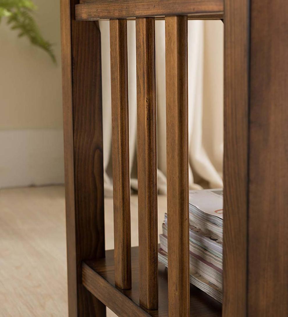 Plow &amp; Hearth Home Office | Indoor Living Arts And Crafts Mission Side Table With Charging Station - Oak