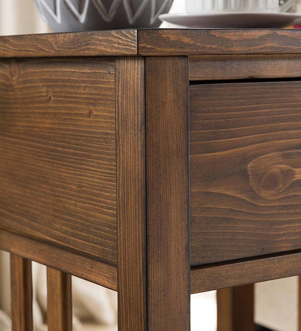Plow &amp; Hearth Home Office | Indoor Living Arts And Crafts Mission Side Table With Charging Station - Oak