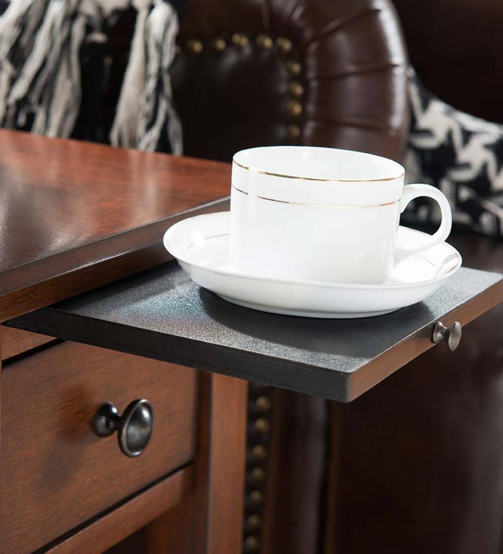 Plow &amp; Hearth Home Office | Indoor Living Benton Side Table With Charging Station - Black