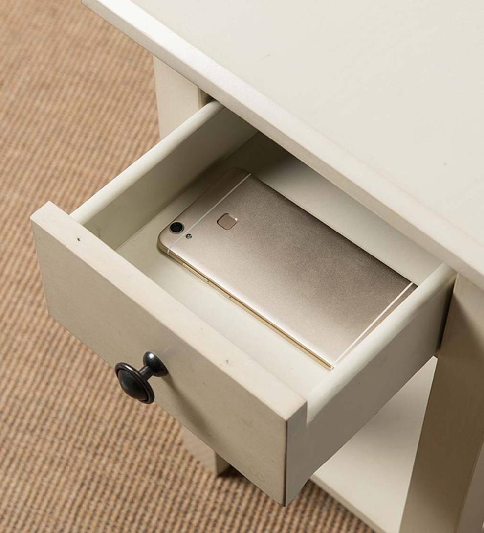 Plow &amp; Hearth Home Office | Indoor Living Benton Side Table With Charging Station - Black