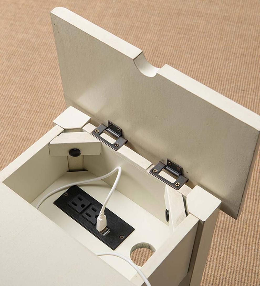 Plow &amp; Hearth Home Office | Indoor Living Benton Side Table With Charging Station - Black