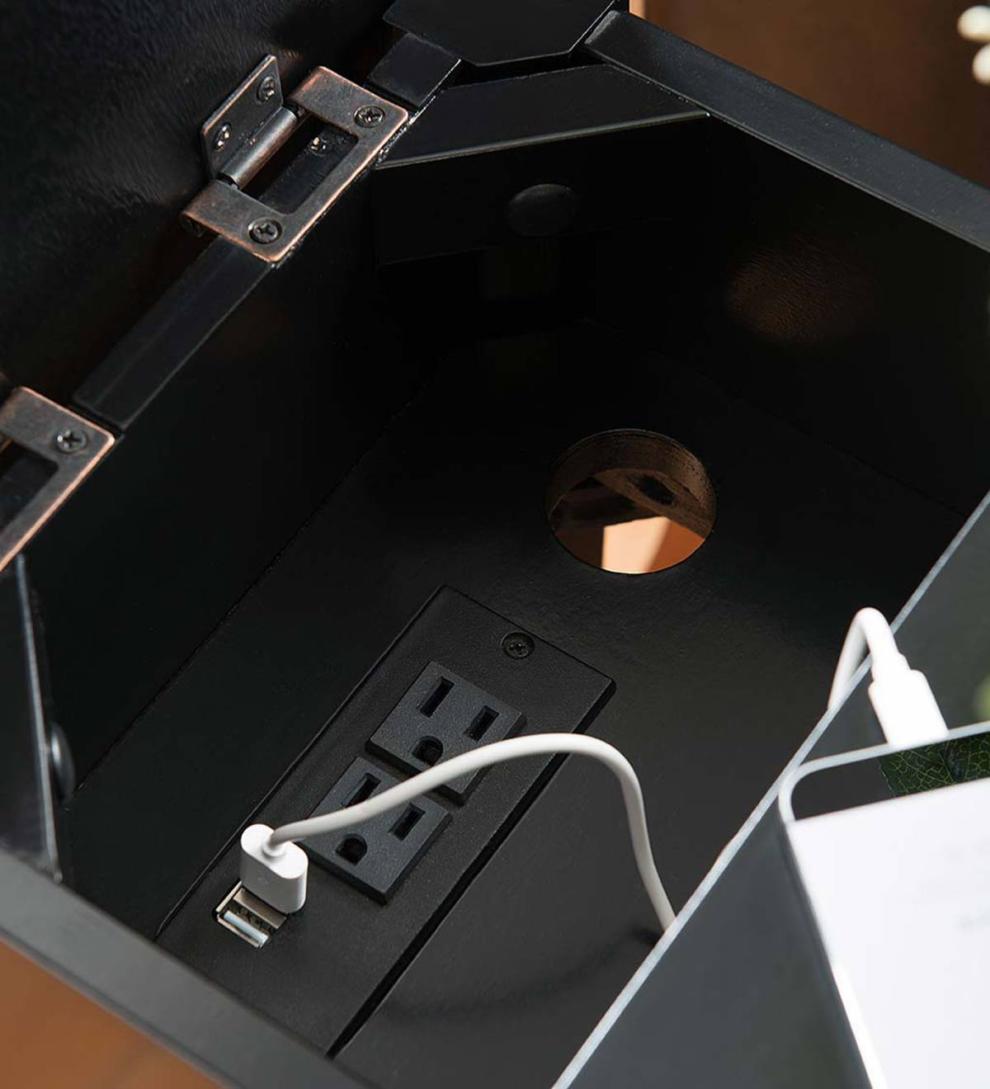 Plow &amp; Hearth Home Office | Indoor Living Benton Side Table With Charging Station - Black