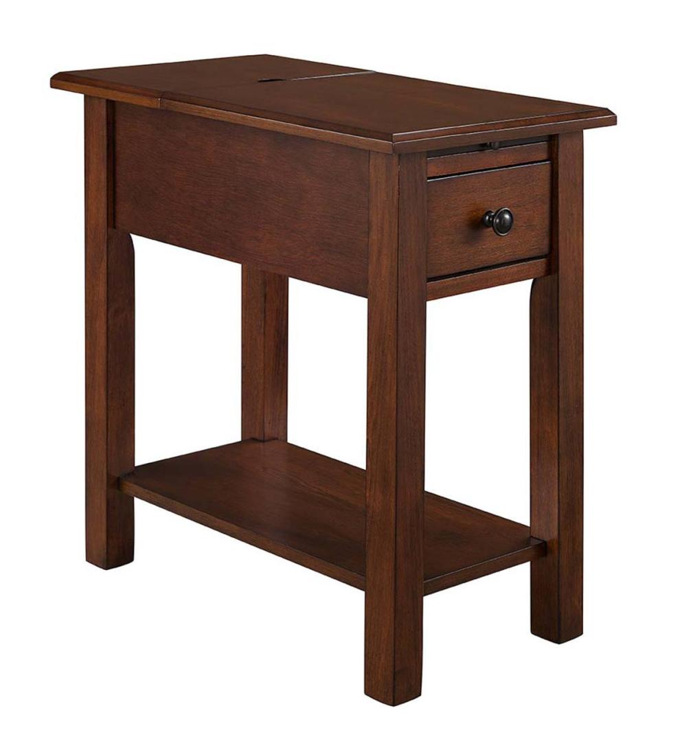 Plow &amp; Hearth Home Office | Indoor Living Benton Side Table With Charging Station - Black