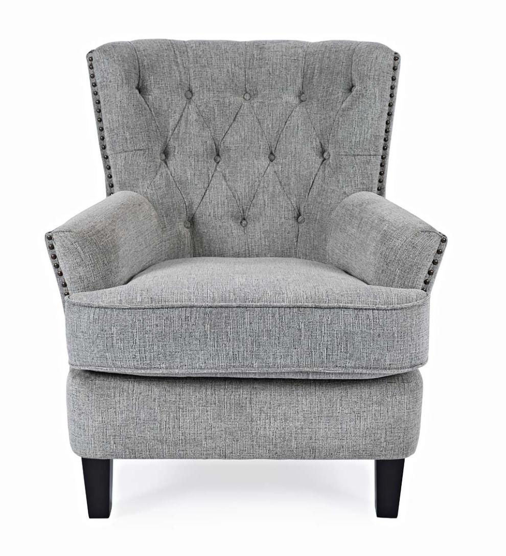 Plow &amp; Hearth Home Office | Indoor Living Beverly Tufted Accent Chair With Nailhead Trim - Ash