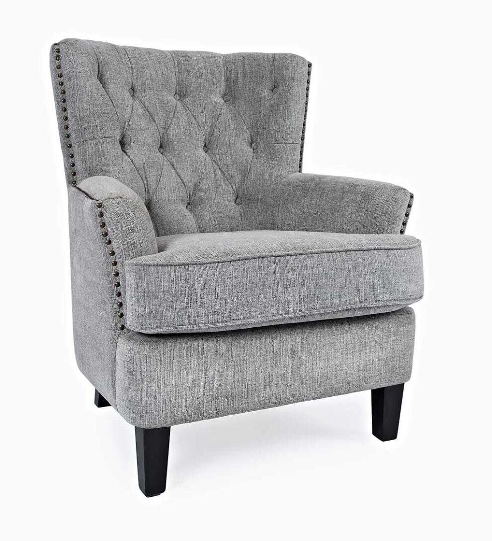 Plow &amp; Hearth Home Office | Indoor Living Beverly Tufted Accent Chair With Nailhead Trim - Ash