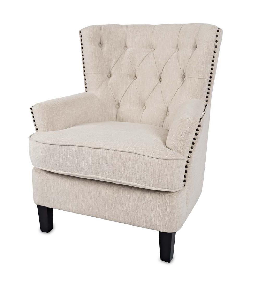Plow &amp; Hearth Home Office | Indoor Living Beverly Tufted Accent Chair With Nailhead Trim - Ash