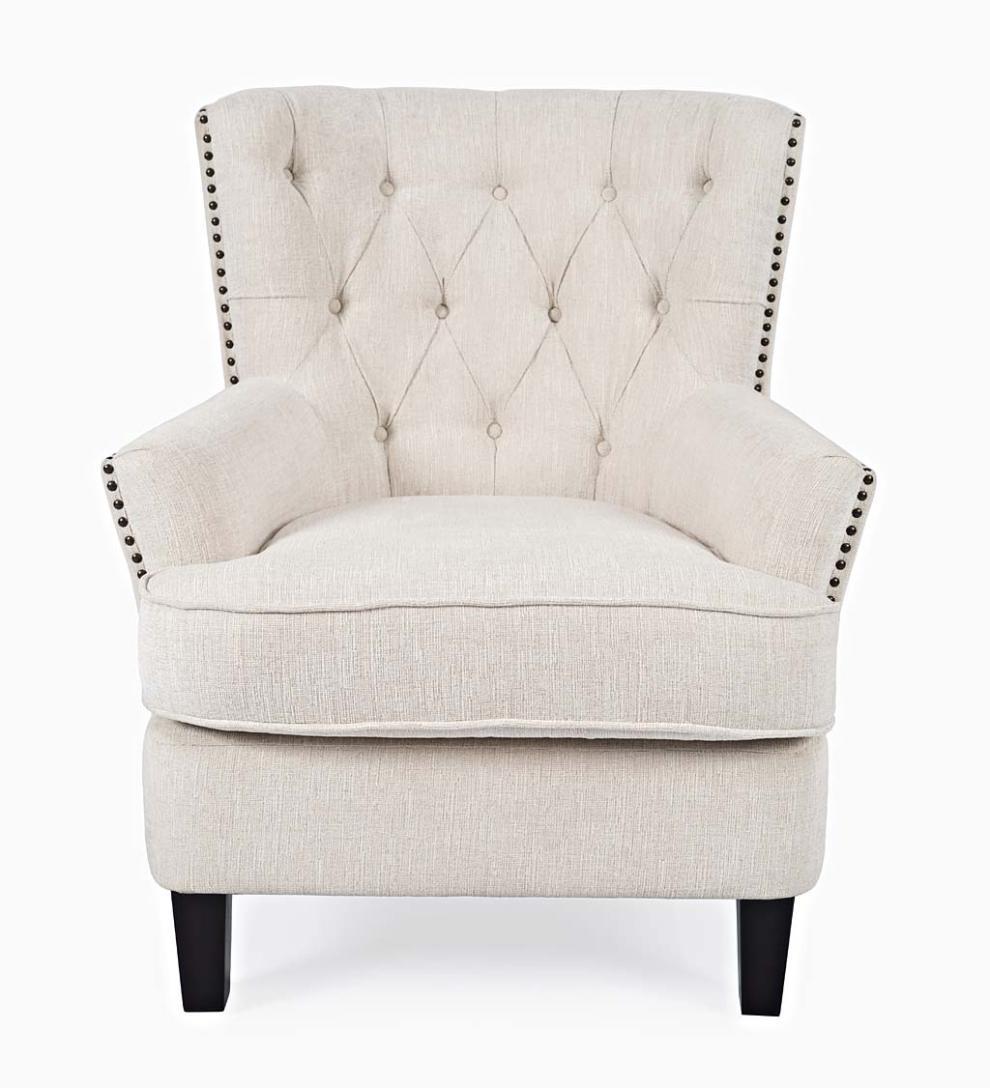 Plow &amp; Hearth Home Office | Indoor Living Beverly Tufted Accent Chair With Nailhead Trim - Ash