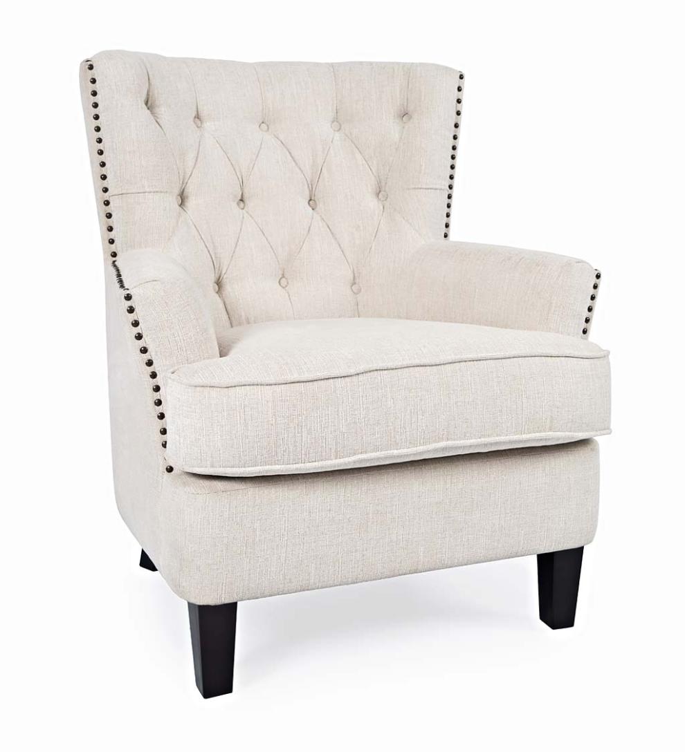 Plow &amp; Hearth Home Office | Indoor Living Beverly Tufted Accent Chair With Nailhead Trim - Ash