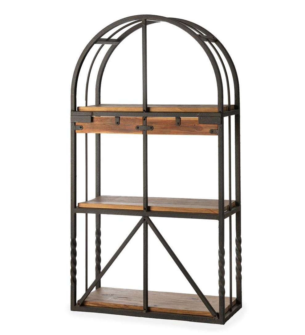 Plow &amp; Hearth Home Office | Indoor Living Deep Creek Wood And Metal Arched Wall Shelf