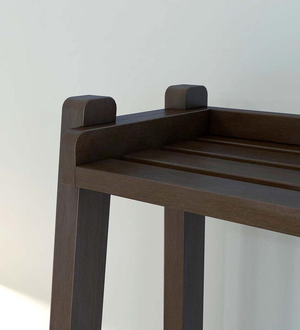 Plow &amp; Hearth Home Office | Indoor Living Farmhouse 4-Tier Wooden Leaning Ladder Shelf - Antique Chestnut