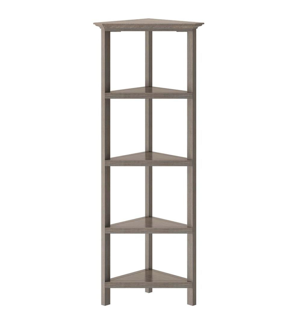 Plow &amp; Hearth Home Office | Indoor Living Farmhouse Four-Shelf Corner Bookcase - Walnut