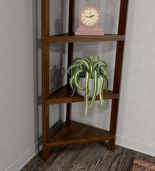 Plow &amp; Hearth Home Office | Indoor Living Farmhouse Four-Shelf Corner Bookcase - Walnut