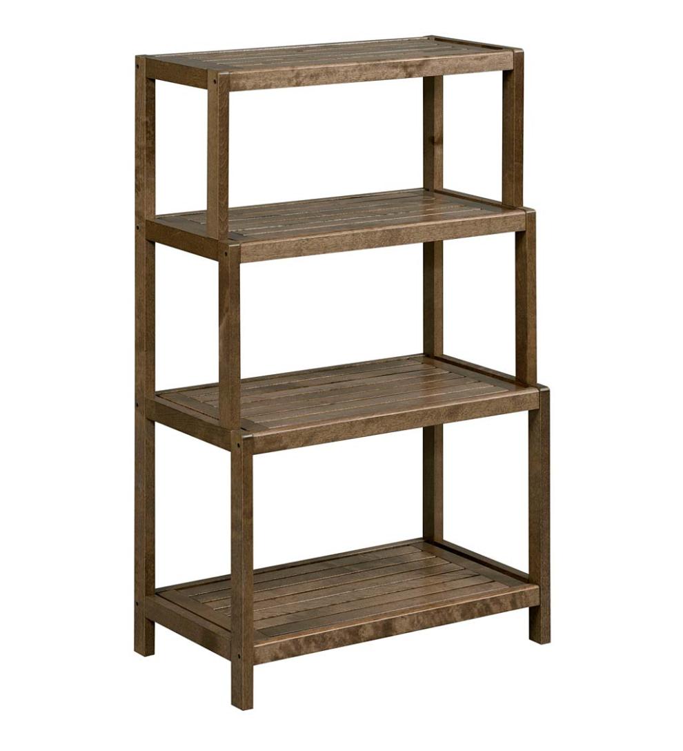Plow &amp; Hearth Home Office | Indoor Living Farmhouse Four-Tier Shelf Bookcase - Antique Chestnut