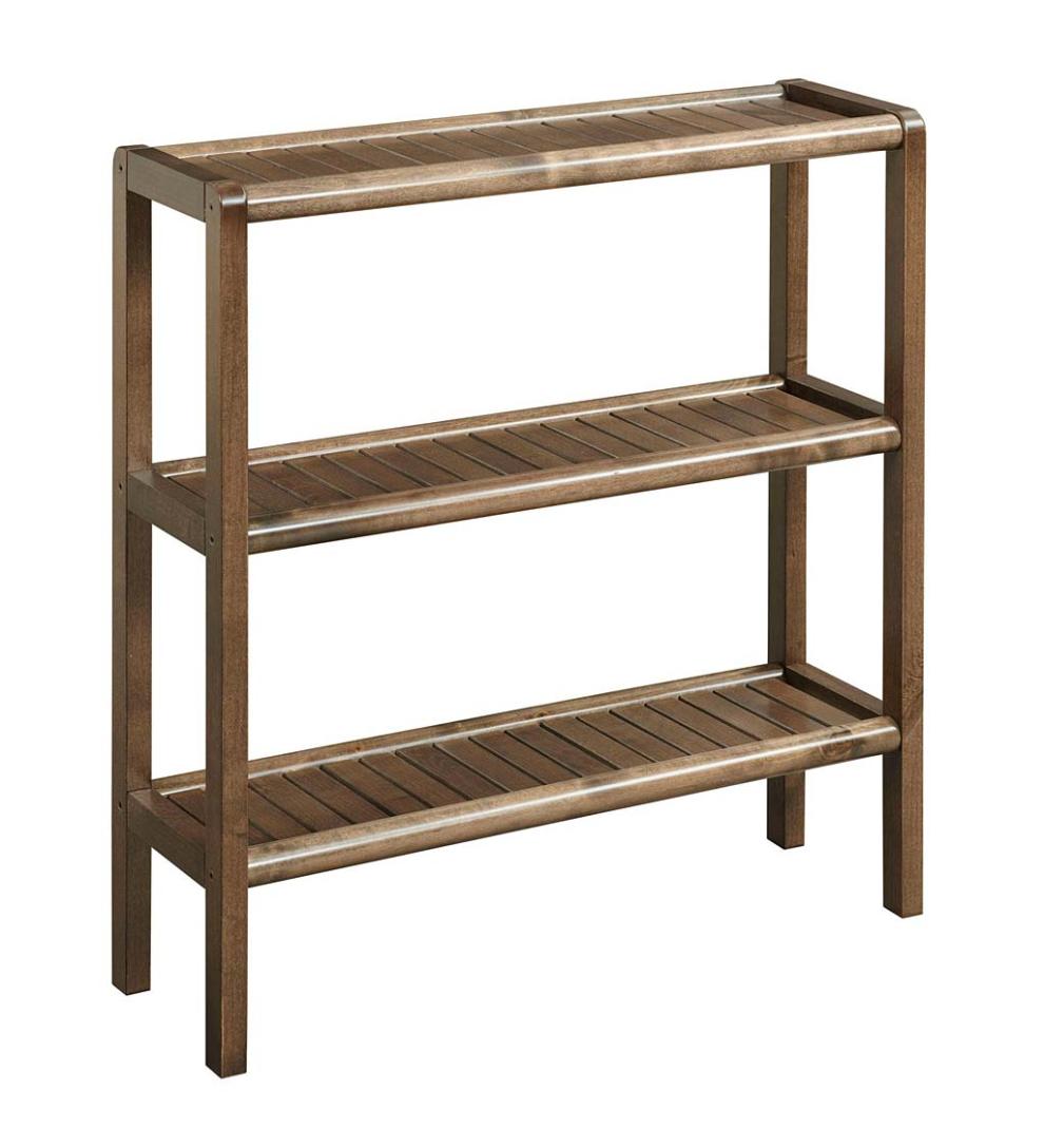 Plow &amp; Hearth Home Office | Indoor Living Farmhouse Three-Shelf Console Bookcase Storage Rack - Antique Chestnut