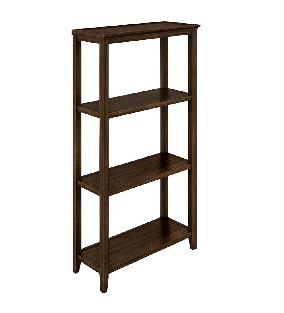Plow &amp; Hearth Home Office | Indoor Living Farmhouse Three-Shelf Tall Bookcase Storage Rack - Walnut
