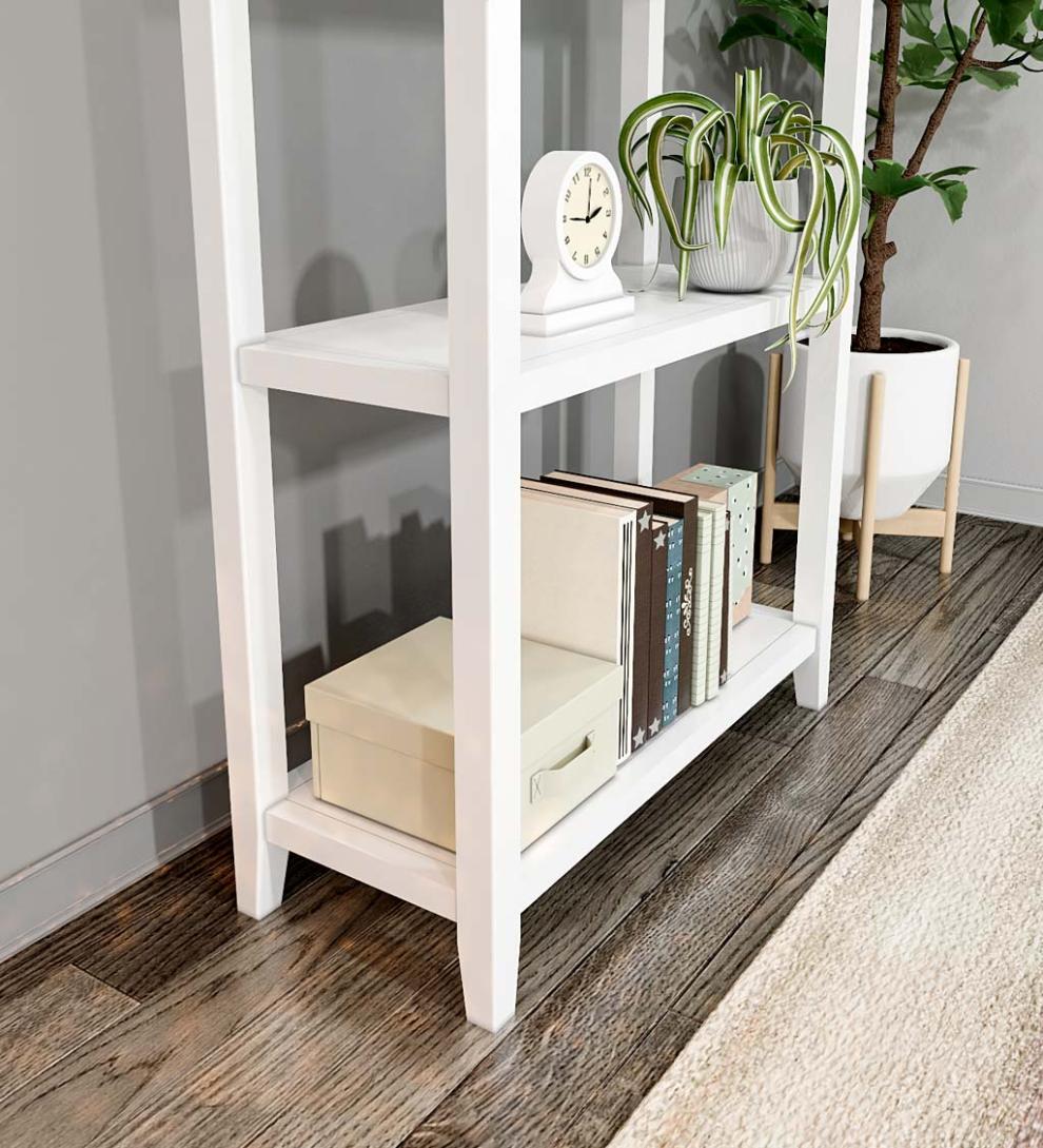 Plow &amp; Hearth Home Office | Indoor Living Farmhouse Three-Shelf Tall Bookcase Storage Rack - Walnut