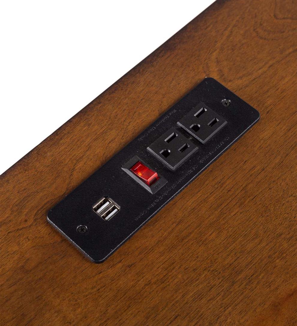 Plow &amp; Hearth Home Office | Indoor Living Folding Hideaway Double Desk With Cabinet And Chargers