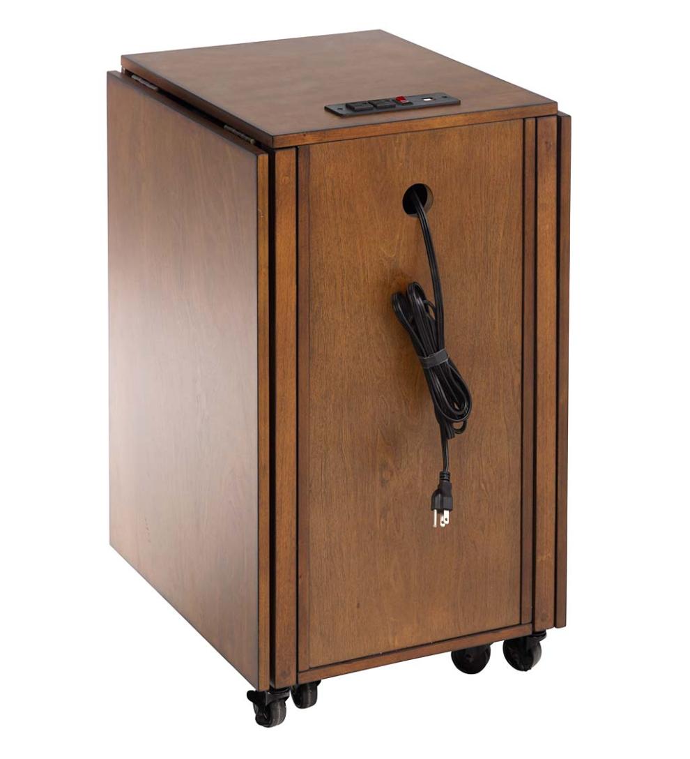 Plow &amp; Hearth Home Office | Indoor Living Folding Hideaway Double Desk With Cabinet And Chargers