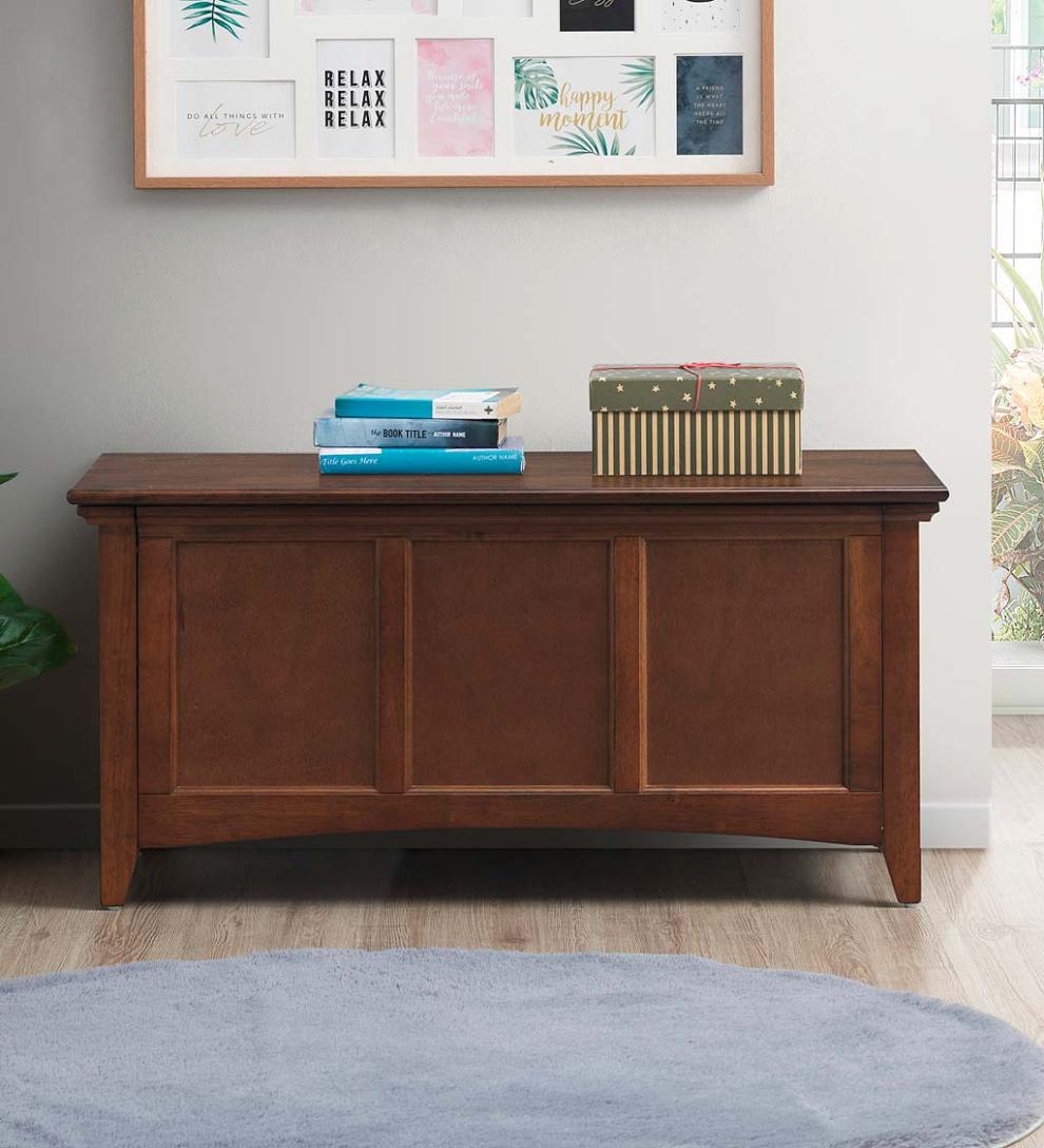 Plow &amp; Hearth Home Office | Indoor Living Hinged Paneled Storage Chest/Console - Antique Black