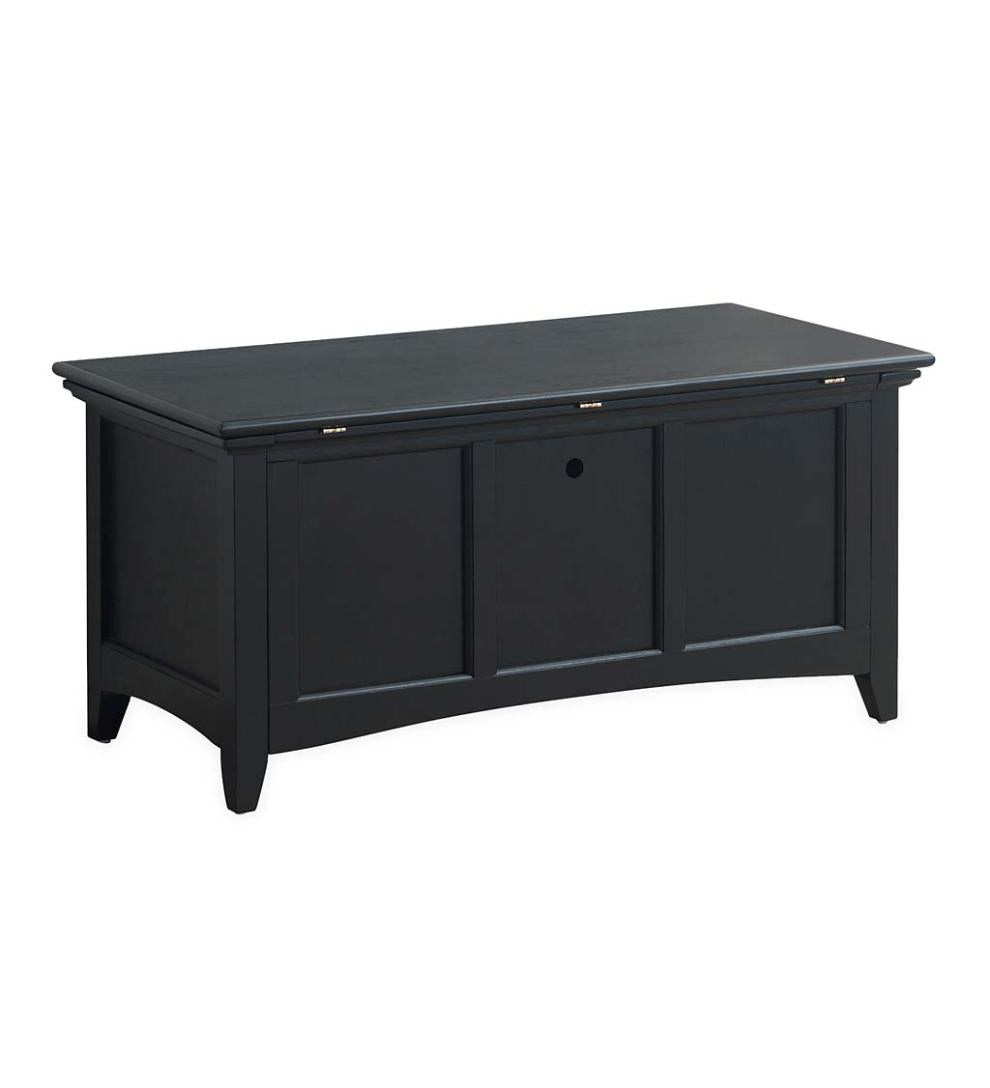 Plow &amp; Hearth Home Office | Indoor Living Hinged Paneled Storage Chest/Console - Antique Black
