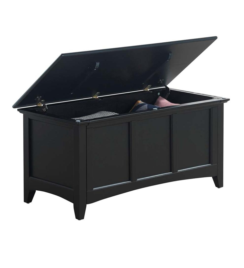 Plow &amp; Hearth Home Office | Indoor Living Hinged Paneled Storage Chest/Console - Antique Black