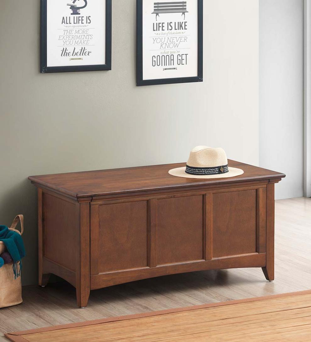 Plow &amp; Hearth Home Office | Indoor Living Hinged Paneled Storage Chest/Console - Antique Black