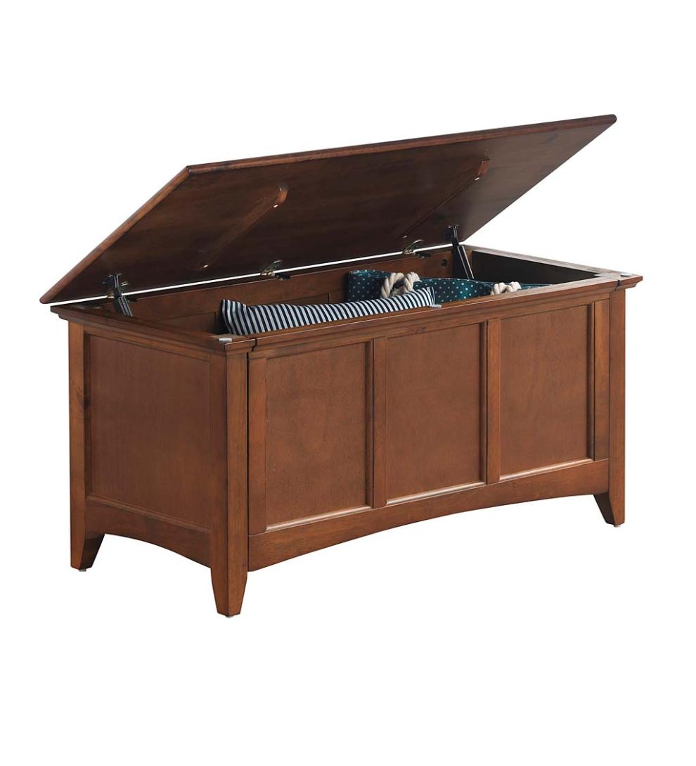 Plow &amp; Hearth Home Office | Indoor Living Hinged Paneled Storage Chest/Console - Antique Black